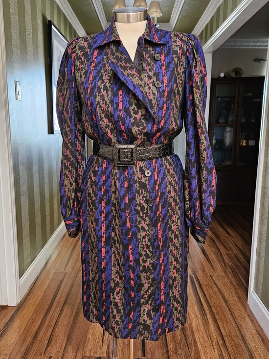 Lanvin Dresses & Skirts - Lanvin Black Dress with Purple and Red Stripe Pattern Size 38 4/6